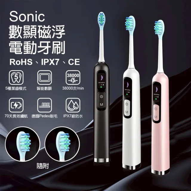 【SONIC】智慧顯示電動牙刷(電動牙刷/牙刷/震動牙刷/液晶數顯/智能芯片)