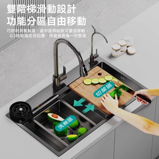 【匠藝家居】現貨 集渣抗刮壓紋水槽 80*45公分 贈抽拉龍頭(304不鏽鋼大單槽 洗碗槽 洗菜池 廚房水槽)