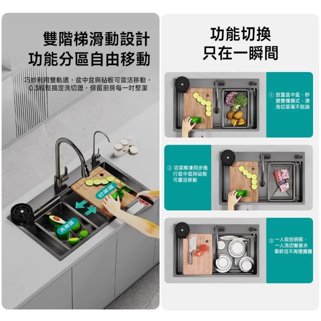 【匠藝家居】現貨 集渣抗刮壓紋水槽 80*45公分 贈抽拉龍頭(304不鏽鋼大單槽 洗碗槽 洗菜池 廚房水槽)