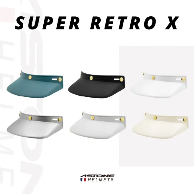 【ASTONE】官方直營-Super Retro X 復古全罩安全帽山車帽帽舌(平黑 白色 粗閃銀 平深藍綠 平冷灰 珍珠白)