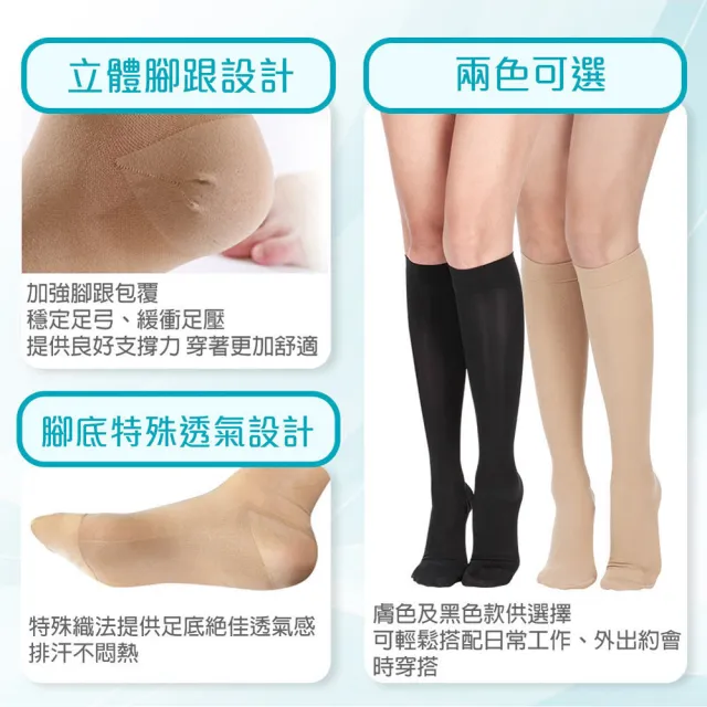 【Freesia】彈性壓力襪-包趾小腿襪X1雙組(200D-運動襪/彈性襪/束腿襪/塑腿襪/美腿襪/台灣醫療級大廠製造)