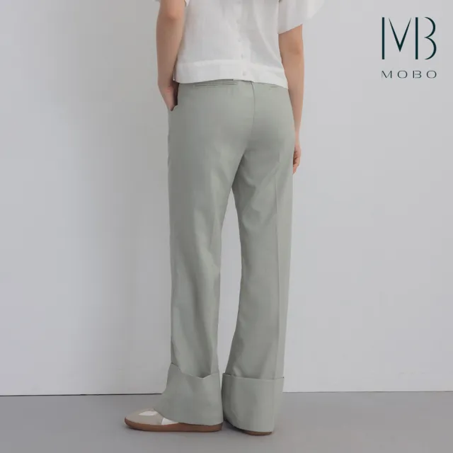 【MO-BO】棉麻挺版反摺直筒褲