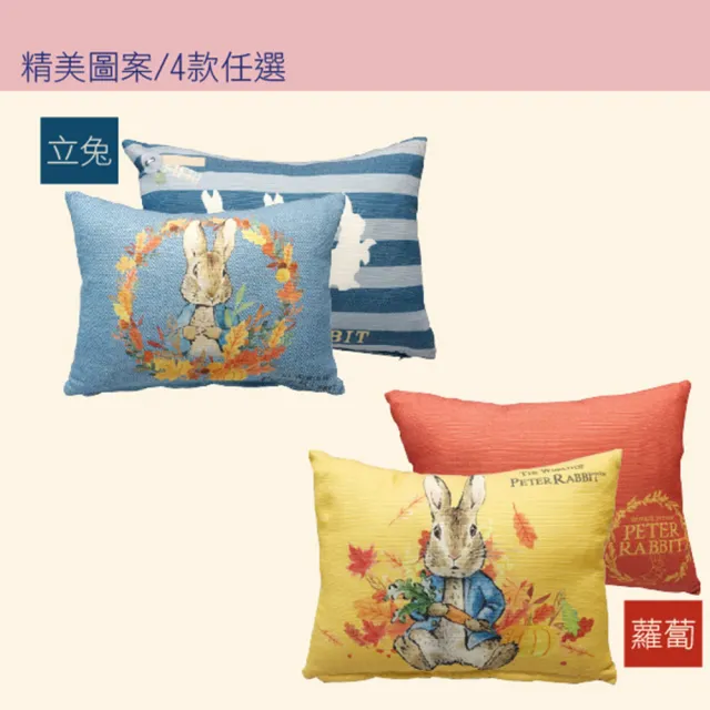 【PETER RABBIT 比得兔】雙面配色腰枕2件一組/隨機出貨