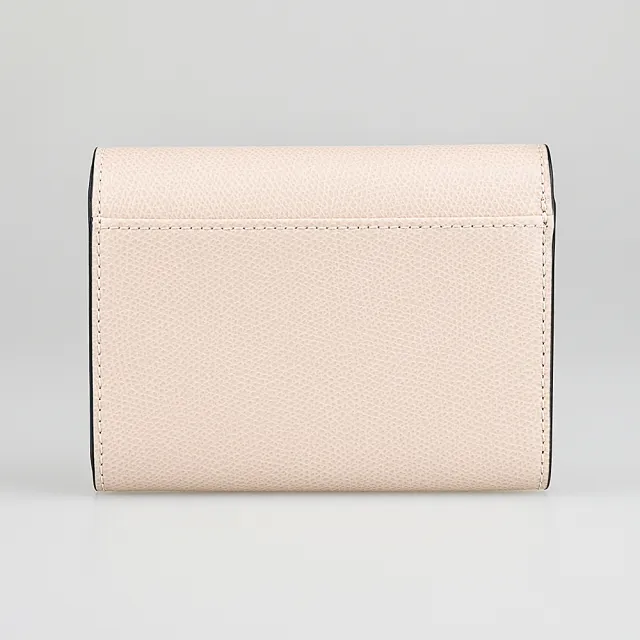 【FURLA 芙拉】FURLA Camelia 字母鍍金LOGO牛皮9卡按釦中夾(芭蕾粉紅)