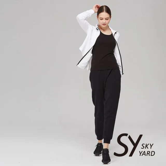【SKY YARD】速達-網路獨家單特-女款素面輕薄雙層剪裁運動外套(白色)