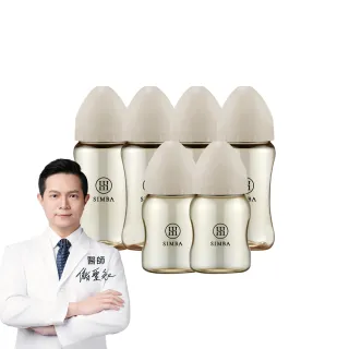 【Simba 小獅王辛巴官方直營】新生適用-蘊蜜鉑金PPSU寬口防脹氣奶瓶(4中2小)