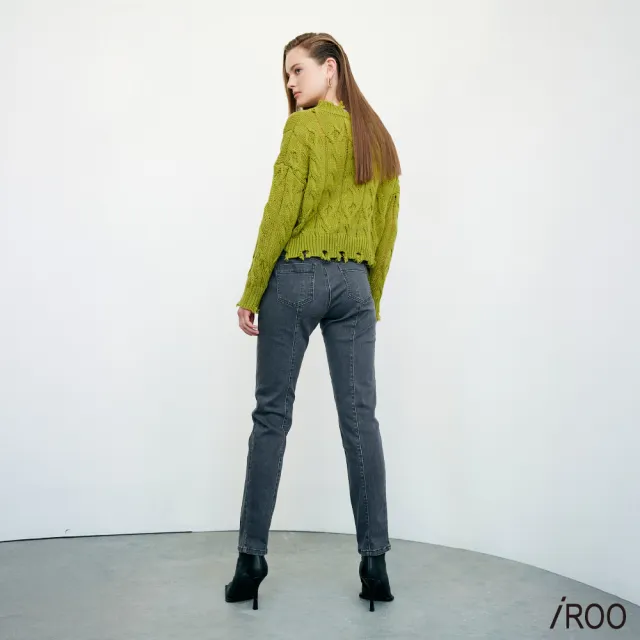 【iROO】循環灰牛仔合身褲