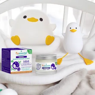 【Puressentiel 璞萃】晚安無憂 美體潤膚霜30ml+來捏我鴨(寶貝適用 拍拍燈 按摩)