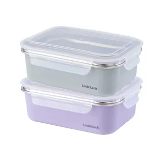 【LocknLock 樂扣樂扣】超值二入組 官方直營 可微波玩美Match不鏽鋼便當盒1200ml(可微波/304不鏽鋼/保鮮盒)