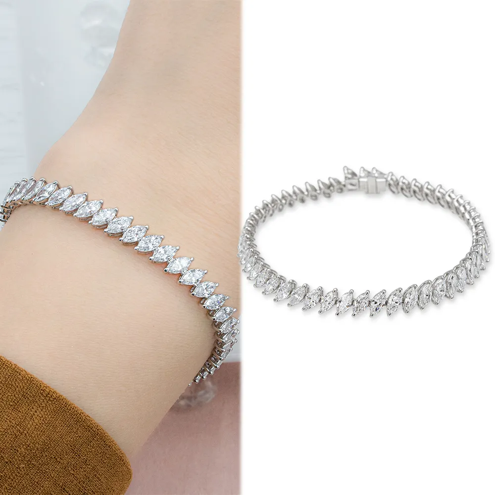 【JR.L金瑞利珠寶】雙12 7克拉 馬眼鑽 鑽石手鍊(培育鑽石 18K)