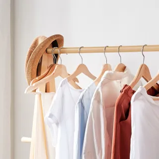 【hoi! 好好生活】林氏木業北歐經典實木可折疊寬衣帽架 LS176-原木色