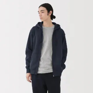 【MUJI 無印良品】男裏毛拉鍊連帽外套(灰色/墨灰/黑色/深藍)