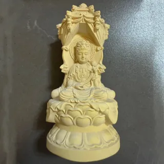 【MoonDy】黃楊木 雕刻 木雕 觀音寶塔 擺件 佛像擺件 收藏品 裝飾品