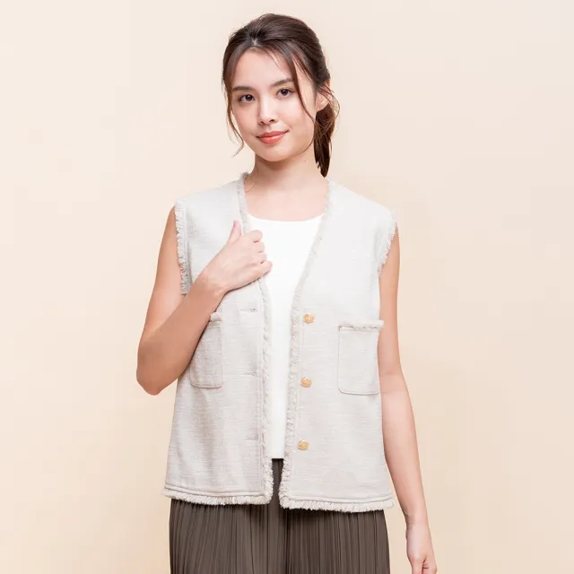 【perng yuh 芃諭名品】柔質法式 V領 輕花呢 背心(2025 AW Collection|4C秋冬新品上市)
