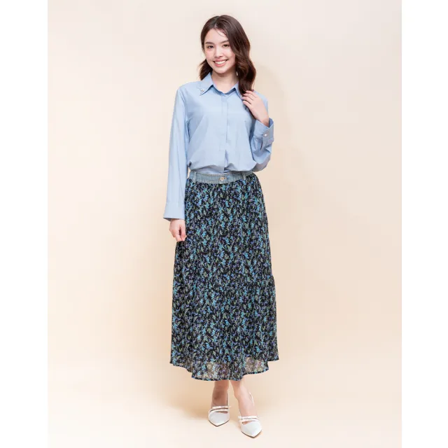 【perng yuh 芃諭名品】*花徑蒔日 印花雪紡 長裙(2025 AW Collection|4C秋冬新品上市)