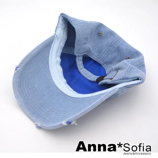 【AnnaSofia】防曬遮陽運動老帽鴨舌帽街舞嘻哈潮帽棒球帽-純棉抓破繽色 可當情侶帽 現貨(內藍系)