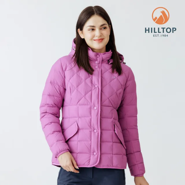 【Hilltop 山頂鳥】超潑水石墨烯蓄熱羽絨短大衣外套 女款 紫｜PF22XF32ECJ0