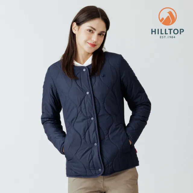 【Hilltop 山頂鳥】THERMOLITE科技保暖棉超潑水鋪棉無領夾克外套 女款 深藍｜PH24XFK4ECE0