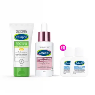 【Cetaphil 舒特膚】官方直營 美白防曬全能組 BHR淨白無瑕精華液 30ml+輕透物理低敏防曬霜