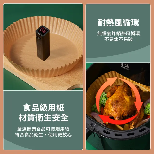 【SYU】100入送油刷 氣炸鍋專用烘焙紙 16/20cm(氣炸鍋紙 烘焙紙 烘焙紙盤 烤盤紙)