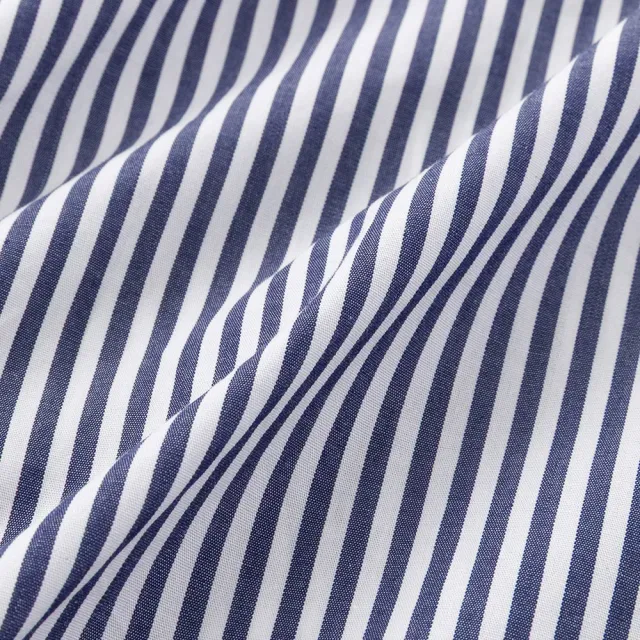 【PLAYBOY】氣質顯瘦條紋襯衫連衣裙(深藍條紋)