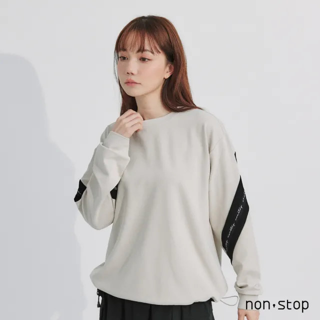 【non-stop】運動風拼接字母落肩T恤-2色