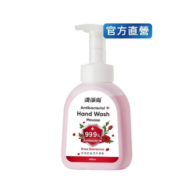 【清淨海】玫瑰抗菌洗手慕斯 480ml(自然清新香氣/綿密泡沫/抗菌防護)