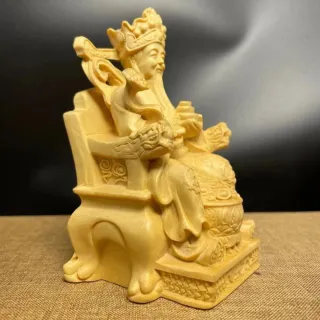 【LEESA】崖柏木雕像\招財神像\風水擺設\家居\鎮宅聚財\崖柏木雕刻\黃楊木材質\招財好物
