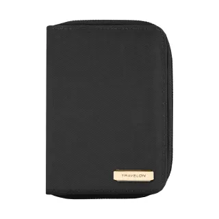 【Travelon】美國 對開拉鍊護照包 墨黑 / RFID防盜護照包 護照套 年末送禮