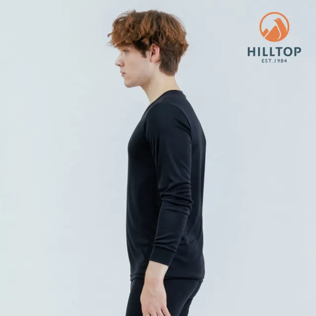 【Hilltop 山頂鳥】THERMOLITE保暖吸濕快乾長袖U領衛生衣 薄款 男款 黑｜PH56XM97ECA0