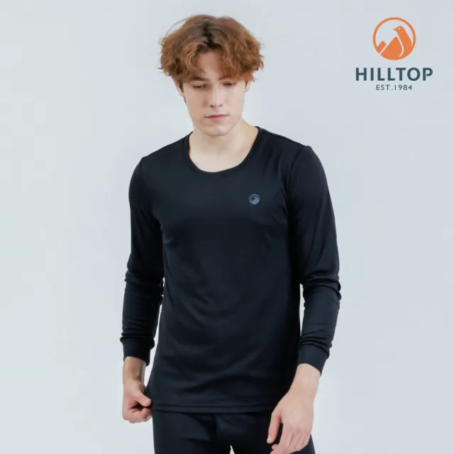 【Hilltop 山頂鳥】THERMOLITE保暖吸濕快乾長袖U領衛生衣 薄款 男款 黑｜PH56XM97ECA0