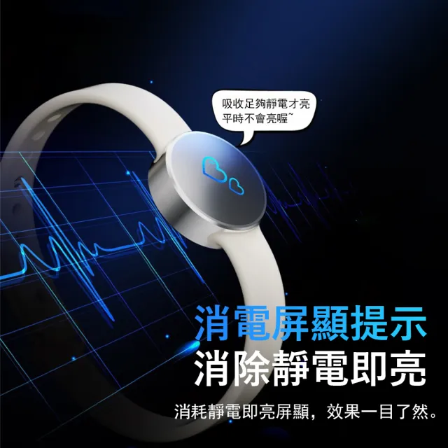 【Kyhome】S2 負離子智能防靜電手環 (靜電消除器/人體靜電自動釋放/秋冬防觸電/矽膠防水手環)