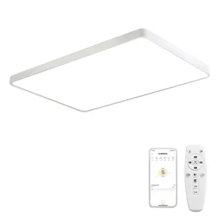 【聚美照明】96w吸頂燈 3-5坪適用 APP三色無極調光 遙控切換 長方形客廳燈(65CM全光譜高亮護眼款)