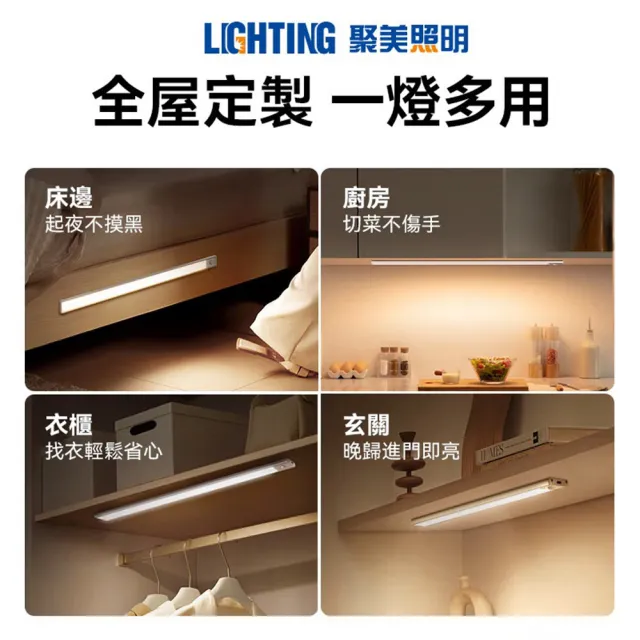 【聚美照明】感應燈 走廊燈 超薄無線感應燈 10cm-無極調光(無線磁性/USB充電/三色變光)