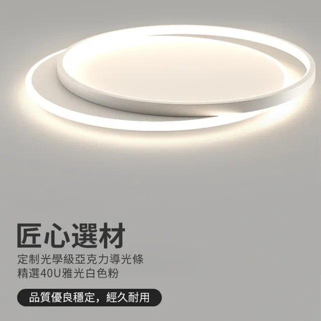 【聚美照明】吸頂燈 全光譜led臥室燈 白/黑50CM 5500lm 智能高亮護眼款(三色無極調光/北歐雙圈護眼燈)