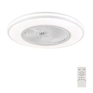 【聚美照明】風扇吸頂燈 環形發光風扇燈 60cm白邊 96w智能高亮款(110v低噪音/三色無極調光)