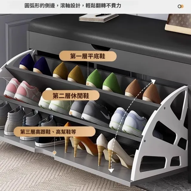 【HOME宜家】鞋櫃 換鞋凳 穿鞋椅 可坐式鞋凳 翻斗翻蓋款60cm(入戶穿鞋凳 一體式鞋櫃 進門換鞋凳)