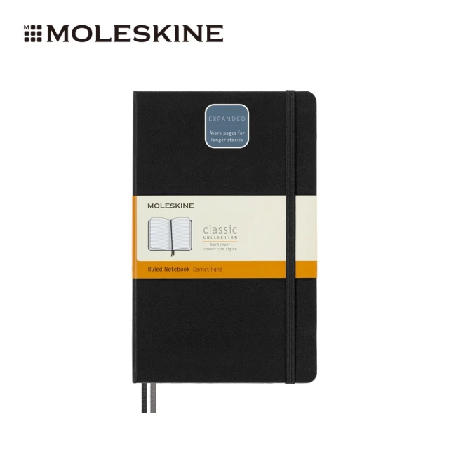 【MOLESKINE】經典加量型硬殼橫線L型筆記本-黑(筆記本)
