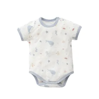 【Baby City 娃娃城】石墨烯短袖肩開連身衣/海底世界(70-90cm)