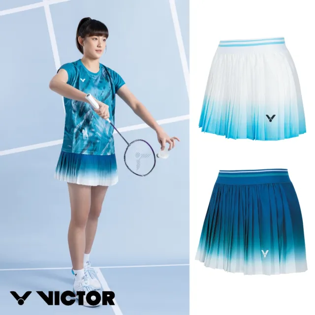 【VICTOR 勝利體育】國際選手推廣服 運動短褲裙 女款(K-56300 A/B 白藍/銀河藍)