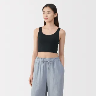 【MUJI 無印良品】女柔滑半截罩杯式坦克背心(白色/黑色/淺綠/摩卡棕)