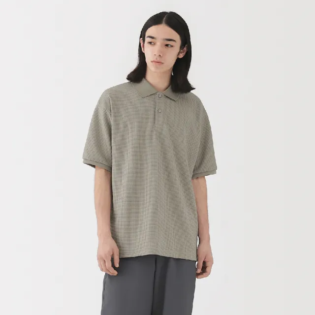 【MUJI 無印良品】男速乾鬆餅紋短袖POLO衫(柔白 灰銀 黑色 淺藍)