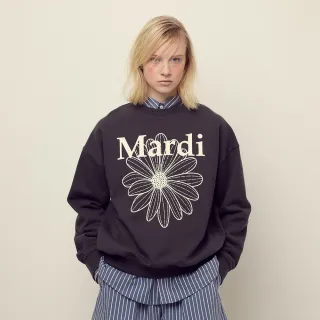 【MARDI MERCREDI】印花大學TEE 碳灰色 經典小雛菊 象牙白花 純棉 SWEATSHIRT FLOWERMARDI