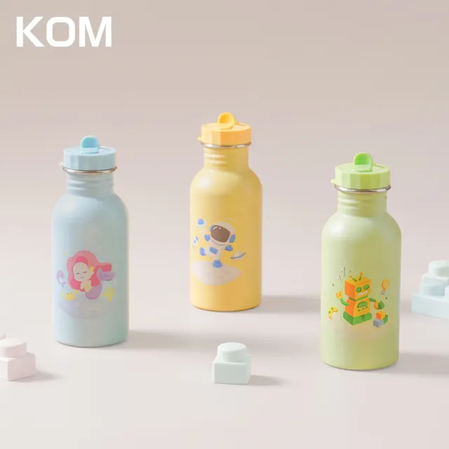 【KOM】夢想系列｜不鏽鋼兒童雙層隔熱碗2入組(碗*2+304湯匙*2+水壺*1+便當袋*1 夢想系列)