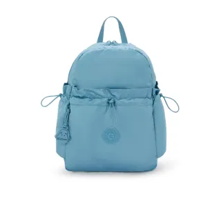 【KIPLING官方旗艦館】『拉拉包』湖水藍輕盈抽繩束口後背包-AMITA