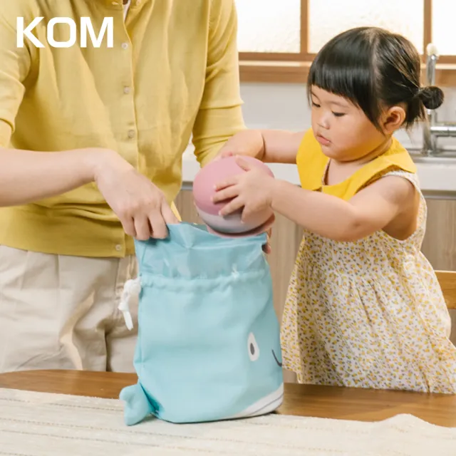 【KOM】海洋系列｜小鯨魚兒童束口袋/抽繩提袋-藍色(兒童手提袋 便當袋)