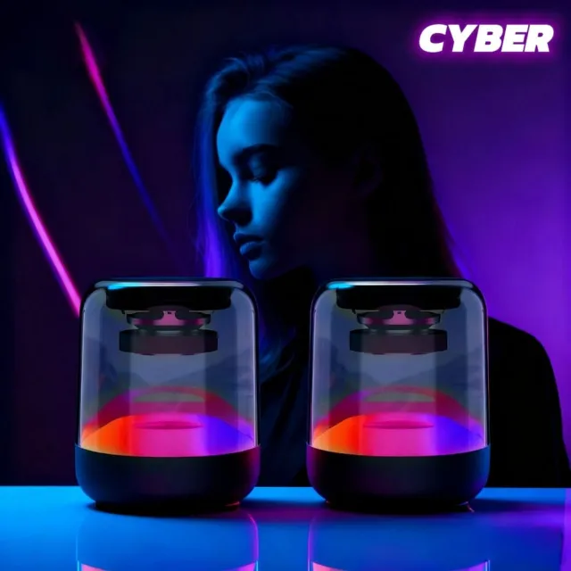 【CYBER】沈浸式劇場TWS音響組合 一組2入(重磅低音砲 獨立環繞音場 藍芽音響喇叭)