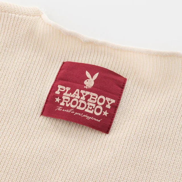 【PLAYBOY】V領基礎款針織上衣(米色)