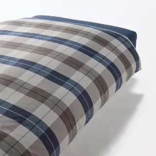 【MUJI 無印良品】棉法蘭絨被套/D 成品尺寸:W185×L210 cm 附拉鍊(灰格紋/米色格紋/紅格紋/深藍格紋)