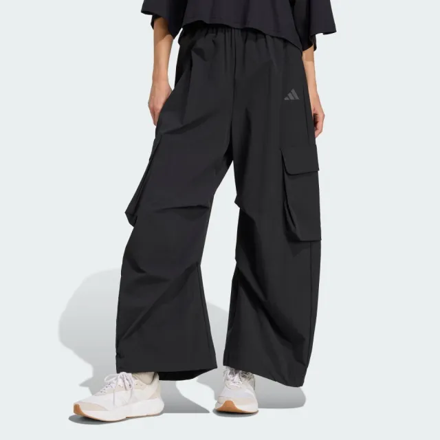 【adidas 愛迪達】長褲 女 休閒褲 寬鬆 亞規 W CT HERO CARGO 黑 JM8442